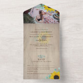 Invitation Tout En Un 3in1 Tournesols rustiques Eucalyptus Mariage RSVP (À l'intérieur)
