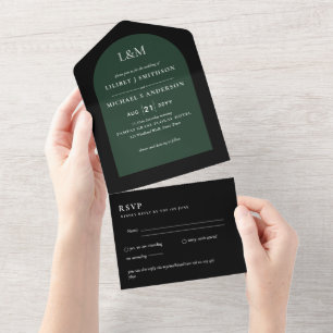 Invitation Tout En Un 3in1 Typographie Gras Minimum Mariage Simple RSVP