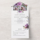 Invitation Tout En Un 3in1 Violet Lavande PHOTO Mariage INVITE RSVP (À l'intérieur)
