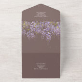 Invitation Tout En Un 3in1 Wisteria Taupe Mariage floral Inviter RSVP (Dehors)