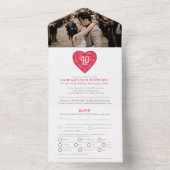 Invitation Tout En Un 40e anniversaire de mariage Noces de rubis cœur ro (À l'intérieur)