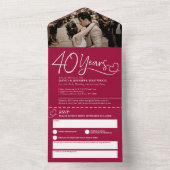 Invitation Tout En Un 40e anniversaire de mariage Noces de rubis repas p (À l'intérieur)