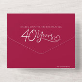Invitation Tout En Un 40e anniversaire de mariage Rubis repas RSVP photo (Verso)