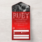 Invitation Tout En Un 40e anniversaire de mariage rubis sans enveloppe (À l'intérieur)