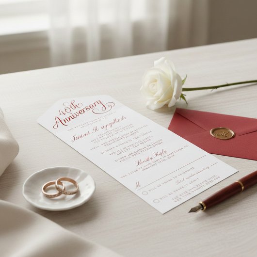 Invitation Tout En Un 40e anniversaire du Mariage de Ruby