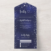 Invitation Tout En Un 40e anniversaire marine bleu argent étoiles rsvp (À l'intérieur)