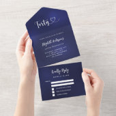 Invitation Tout En Un 40e anniversaire marine bleu argent rsvp (Déchirure)