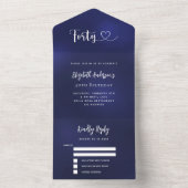 Invitation Tout En Un 40e anniversaire marine bleu argent rsvp (À l'intérieur)