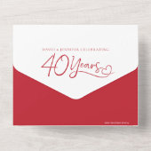 Invitation Tout En Un 40th Ruby wedding anniversary red meal RSVP photo (Verso)