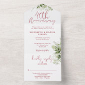 Invitation Tout En Un 40th Wedding Anniversary Greenery Floral (À l'intérieur)