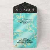 Invitation Tout En Un 44e anniversaire de mariage Turquoise Élégant (Dehors)