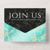 Invitation Tout En Un 44e anniversaire de mariage Turquoise Élégant (Verso)
