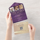 Invitation Tout En Un 4 Code QR Photo Mariage (Déchirure)