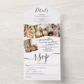 Invitation Tout En Un 4 Photos noir blanc mariage script moderne (À l'intérieur)