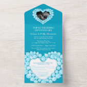 Invitation Tout En Un 4e topaz mariage anniversaire photo bleu (À l'intérieur)