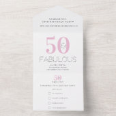 Invitation Tout En Un 50e anniversaire 50 et Fabulous Pink Party (À l'intérieur)
