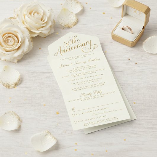 Invitation Tout En Un 50e anniversaire de Mariage d'or