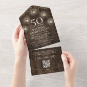Invitation Tout En Un 50e anniversaire du Mariage Rustic Wood (Déchirure)