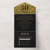 Invitation Tout En Un 50e anniversaire Mariage or noir moderne (À l'intérieur)