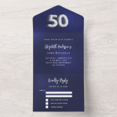 Invitation Tout En Un 50e anniversaire marine bleu argent rsvp (À l'intérieur)
