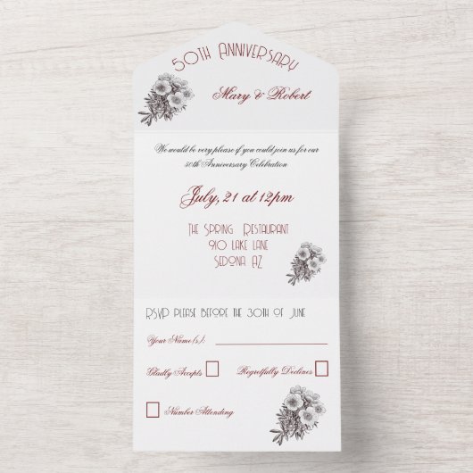 Invitation Tout En Un 50e anniversaire prospère - (À l'intérieur)