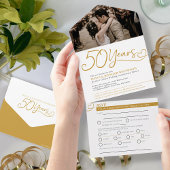 Invitation Tout En Un 50ème repas d'or Mariage Anniversaire RSVP photo