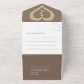 Invitation Tout En Un 5e anniversaire de mariage bois cœur marron (Dehors)