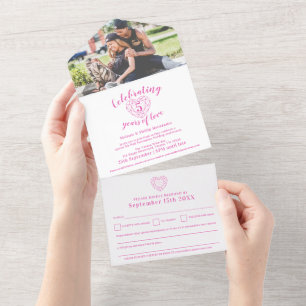 Invitation Tout En Un 5e anniversaire du mariage Pink Tourmaline photo R