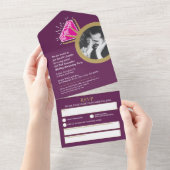 Invitation Tout En Un 5e anniversaire mariage fête rose tourmaline (Déchirure)