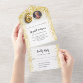 Invitation Tout En Un 60e anniversaire de la fête photo en or blanc RSVP (Déchirure)