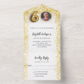 Invitation Tout En Un 60e anniversaire de la fête photo en or blanc RSVP (À l'intérieur)