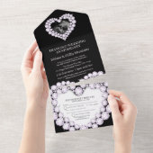 Invitation Tout En Un 60e anniversaire de mariage photo noir (Déchirure)