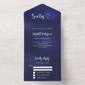 Invitation Tout En Un 60e anniversaire marine bleu argent rsvp (À l'intérieur)