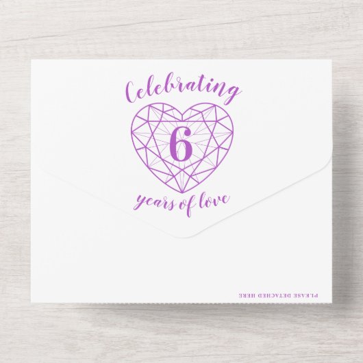 Invitation Tout En Un 6e anniversaire de mariage améthyste violet RSVP p (Verso)