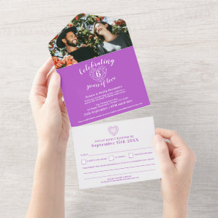 Invitation Tout En Un 6e anniversaire de mariage améthyste violet RSVP p