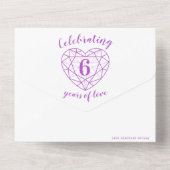 Invitation Tout En Un 6e anniversaire mariage améthyste violet RSVP phot (Verso)