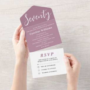 Invitation Tout En Un 70e anniversaire Pink Mauve Simple Moderne