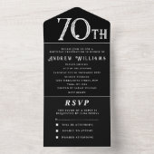 Invitation Tout En Un 70e fête d'anniversaire Noir Blanc Simple Moderne (À l'intérieur)
