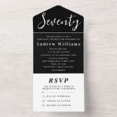 Invitation Tout En Un 70e fête d'anniversaire Noir Blanc Simple Moderne (À l'intérieur)