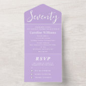 Invitation Tout En Un 70e fête d'anniversaire Purple Lilac Simple Modern (À l'intérieur)