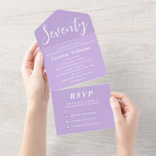Invitation Tout En Un 70e fête d'anniversaire Purple Lilac Simple Modern