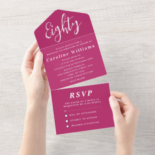 Invitation Tout En Un 80e anniversaire Pink Magenta Simple Moderne