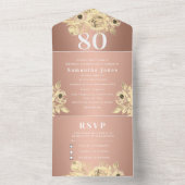 Invitation Tout En Un 80e anniversaire Rose de fête Gold Bold Chic Moder (À l'intérieur)