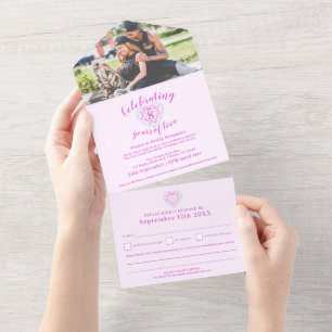 Invitation Tout En Un 8e anniversaire de mariage RSVP tourmaline bicolor