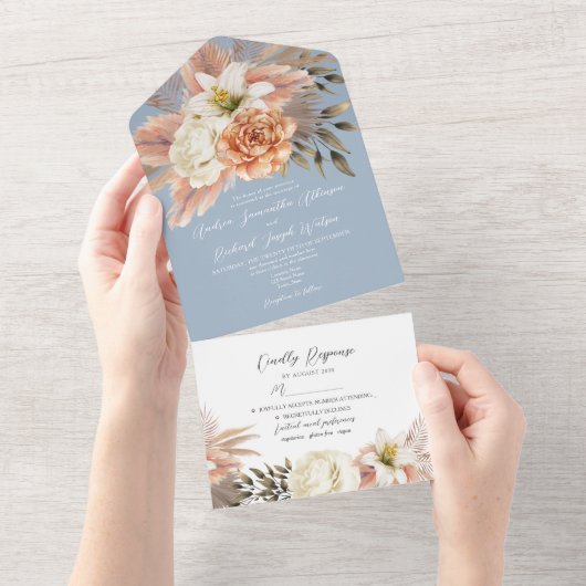 Invitation tout-en-un à fourche bleu poussiéreux (Déchirure)