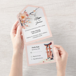 Invitation Tout En Un A Love Blossoming Under the Cherry Trees