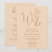 Invitation Tout En Un À Nous Faisons Coeur Soft Peach Mariage (Devant / Derrière)