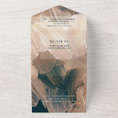 Invitation Tout En Un Abstrait de mariage rsvp en terre cuite turquoise (Dehors)