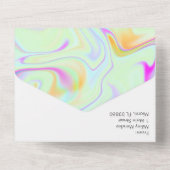 Invitation Tout En Un Abstrait Mariage liquide coloré   (Verso)