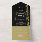 Invitation Tout En Un Abstrait moderne Elegant Black Gold Mariage (À l'intérieur)
